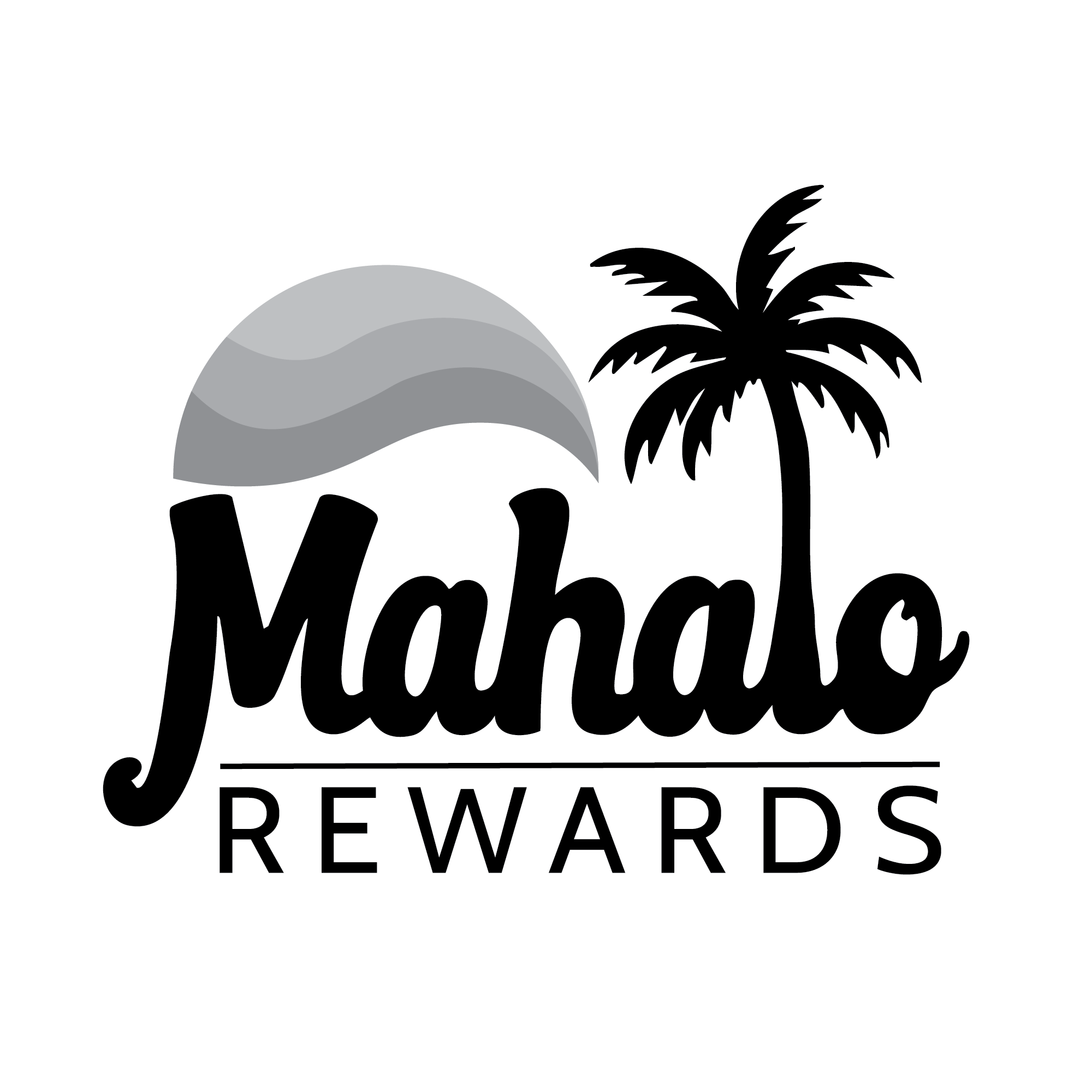 Mahalo Rewards Gray on White Logo