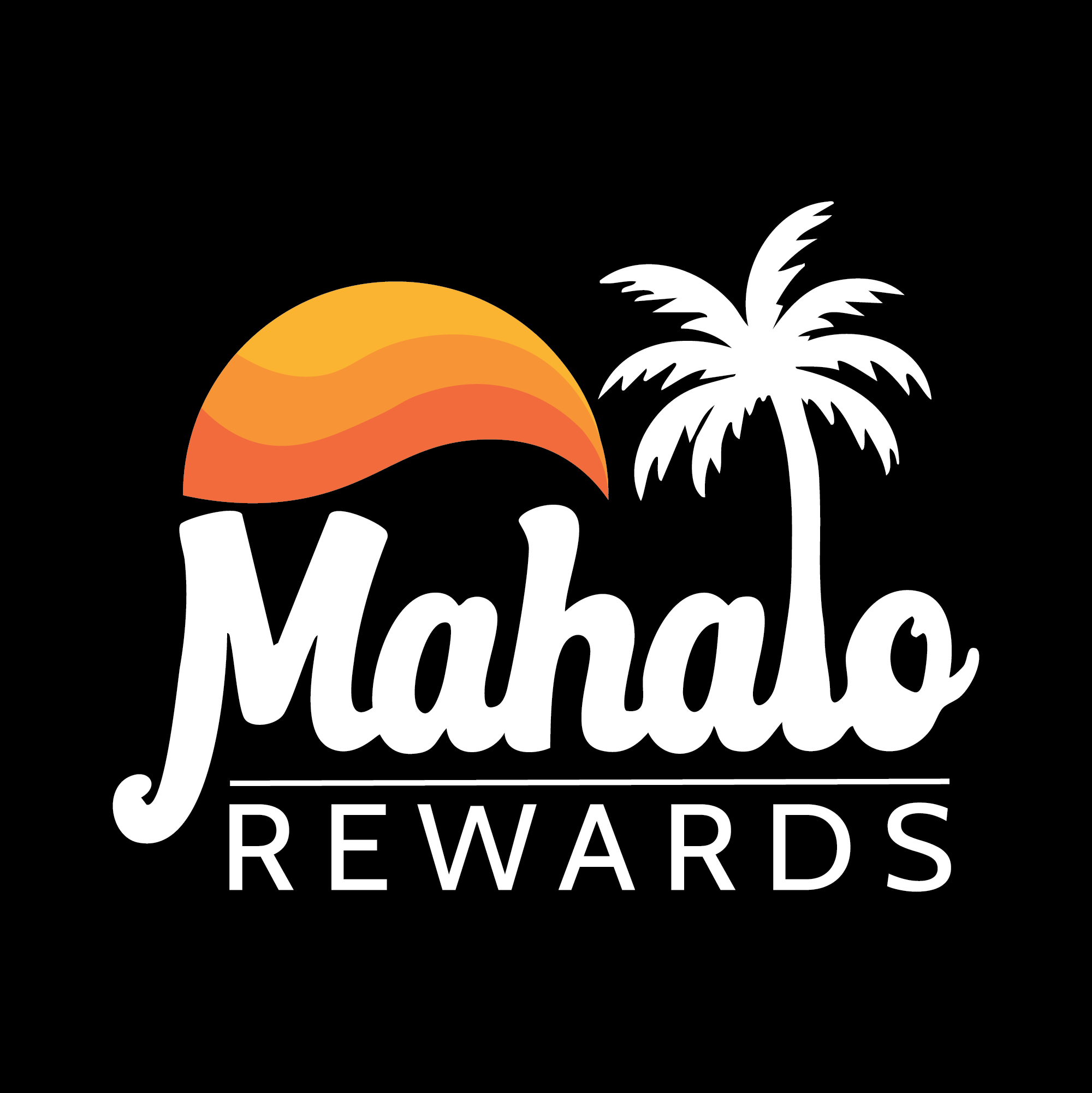 Mahalo Rewards White on Black Logo