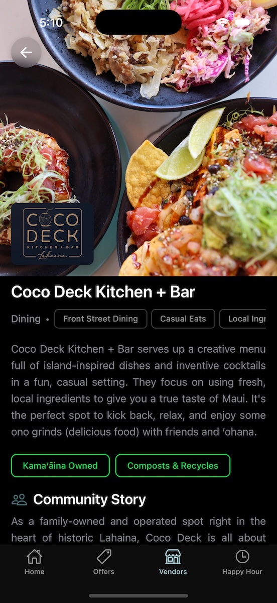 App Vendor Detail Screen
